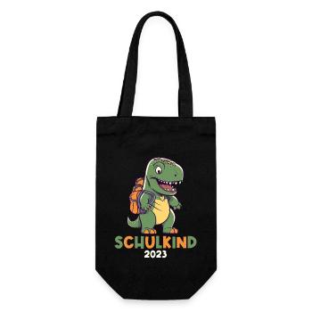 Einschulung T-Rex Dino Schulanfang Schulkind 2023 - Geschenkbeutel für Flaschen - Schwarz - Vorne