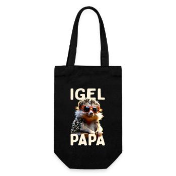 Igel Papa Daddy Vatertag Igelpapa Vater Igel Dad - Geschenkbeutel für Flaschen - Schwarz - Vorne