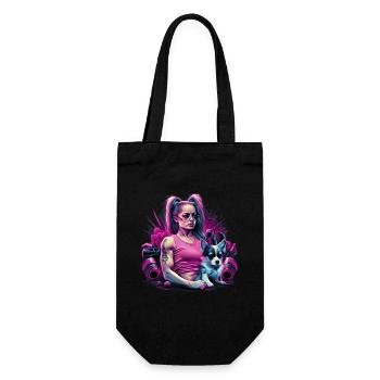 Chihuahua rose | Fille Fitness Salle de sport - Sac à bouteille - noir - Devant