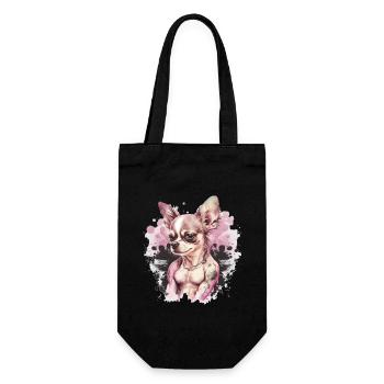 Chihuahua rose | Fille Fitness Salle de sport - Sac à bouteille - noir - Devant