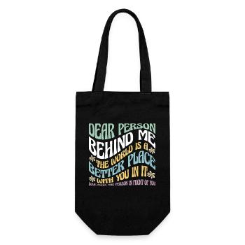 Liebe Person hinter mir Motivationszitat - Geschenkbeutel für Flaschen - Schwarz - Vorne