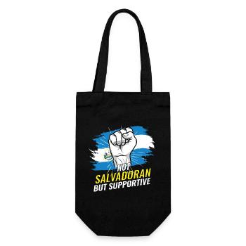 Not Salvadoran But Supportive El Salvador Flag - Gift Bag for Bottles - black - Front