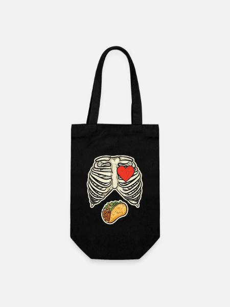 Halloween Papa Skelett Taco Bauch Lustig Schwanger - Geschenkbeutel für Flaschen - Schwarz