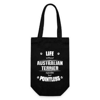 Life possible but pointless - Australian Terrier - Geschenkbeutel für Flaschen - Schwarz - Vorne