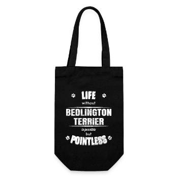 Life possible but pointless - Bedlington Terrier - Geschenkbeutel für Flaschen - Schwarz - Vorne