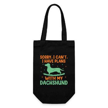 Tut mir leid, ich kann nicht, ich habe Pläne mit meinem Dackelhund L - Geschenkbeutel für Flaschen - Schwarz - Vorne