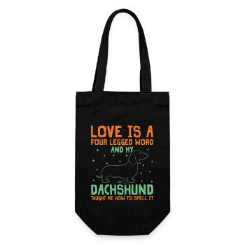 Liebe ist ein vierbeiniger Dackel Wiener Hund Lo - Geschenkbeutel für Flaschen - Schwarz - Vorne