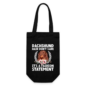 Dackelhaar ist es egal, es ist ein modisches Statement - Geschenkbeutel für Flaschen - Schwarz - Vorne