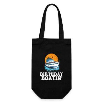 Pontoon Queen King Birthday Boatin Motorboat - Geschenkbeutel für Flaschen - Schwarz - Vorne