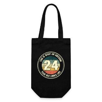 24. Geburtstag so sieht man mit 24 Geschenk - Geschenkbeutel für Flaschen - Schwarz - Vorne