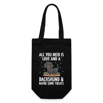 Alles, was Sie brauchen, ist Liebe und ein Dackelhund-Liebhaberhund - Geschenkbeutel für Flaschen - Schwarz - Vorne