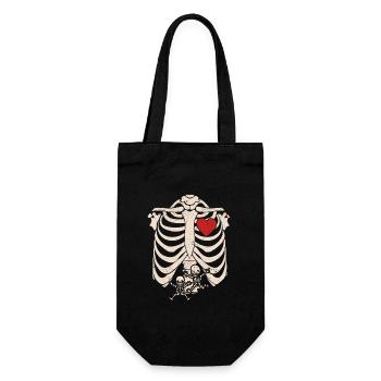 Skeleton Pregnancy Announcement Gemini XRay - Gift Bag for Bottles - black - Front