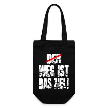 weg ist das Ziel Motivation Spruch Statement - Geschenkbeutel für Flaschen - Schwarz - Vorne