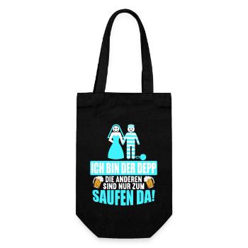 Junggesellenabschied Poltern Polterabend JGA - Geschenkbeutel für Flaschen - Schwarz - Vorne