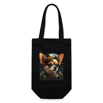 Chihuahua | Race Racing Car Funny Dog Mechanic - Gift Bag for Bottles - black - Front