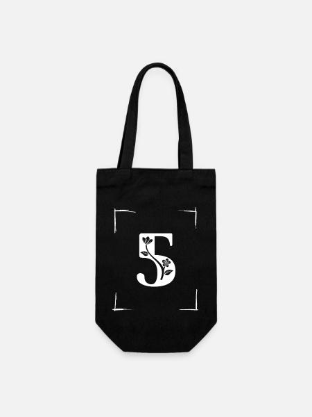 number 5 initial - Gift Bag for Bottles - black