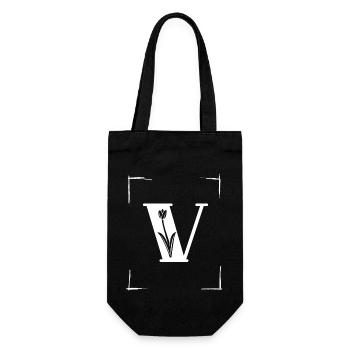 letter V initial - Gift Bag for Bottles - black - Front