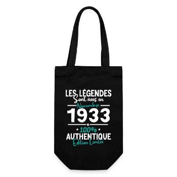 Cadeau Anniversaire Novembre 1933 90 Ans - Sac à bouteille - noir - Devant