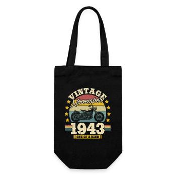 Geschenk Geburtstag 1943 80 Jahre - Geschenkbeutel für Flaschen - Schwarz - Vorne