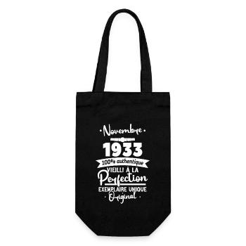 Cadeau Anniversaire Novembre 1933 90 Ans - Sac à bouteille - noir - Devant