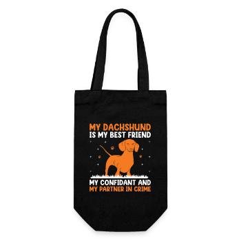 Mein Dackel ist mein bester Freund Hundeliebhaber Hundebesitzer - Geschenkbeutel für Flaschen - Schwarz - Vorne