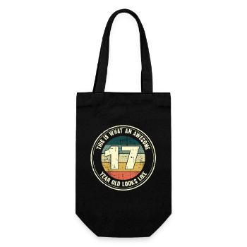 17. Geburtstag so sieht man mit 17 Retro Geschenk - Geschenkbeutel für Flaschen - Schwarz - Vorne