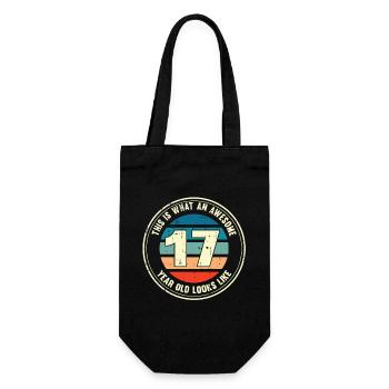 17. Geburtstag so sieht man mit 17 Retro Geschenk - Geschenkbeutel für Flaschen - Schwarz - Vorne