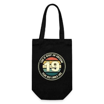 19. Geburtstag so sieht man mit 19 Retro Geschenk - Geschenkbeutel für Flaschen - Schwarz - Vorne