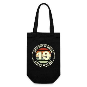 19. Geburtstag so sieht man mit 19 Retro Geschenk - Geschenkbeutel für Flaschen - Schwarz - Vorne