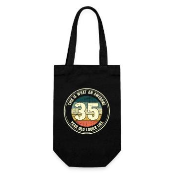 35. Geburtstag so sieht man mit 35 Retro Geschenk - Geschenkbeutel für Flaschen - Schwarz - Vorne