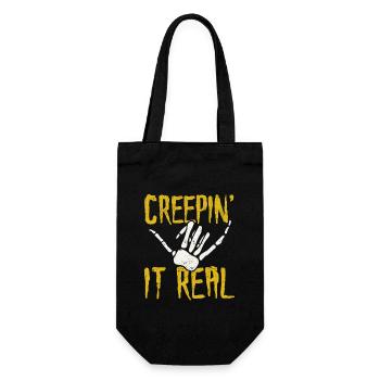 Creepin' It Real Funny Halloween Skelett Knochen - Geschenkbeutel für Flaschen - Schwarz - Vorne