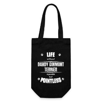 Life is possible but pointless - Dinmont Terrier - Geschenkbeutel für Flaschen - Schwarz - Vorne