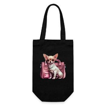 Pink Chihuahua | Rosa Handtasche Welpe Girlie - Geschenkbeutel für Flaschen - Schwarz - Vorne