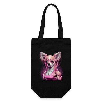 Chihuahua rose | Fille Fitness Salle de sport - Sac à bouteille - noir - Devant