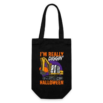 I'm Really Diggin Halloween Excavator Pumpkin - Gift Bag for Bottles - black - Front