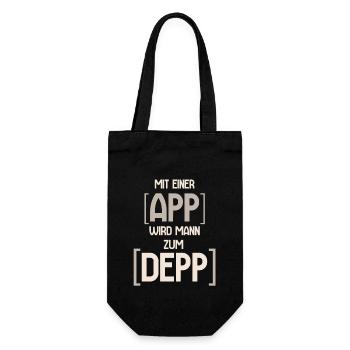 App Spruch - Lustig - Geschenkbeutel für Flaschen - Schwarz - Vorne