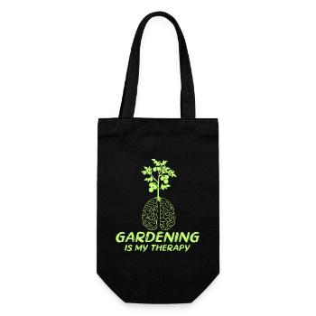 Gartenarbeit ist meine Therapie - Gärtner - Geschenkbeutel für Flaschen - Schwarz - Vorne