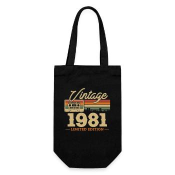 Geschenk zum 40. Geburtstag Vintage 1981 - Geschenkbeutel für Flaschen - Schwarz - Vorne