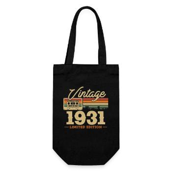 Geburtstagsgeschenk Vintage 1931 92/93 Jahre - Geschenkbeutel für Flaschen - Schwarz - Vorne