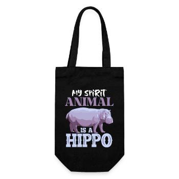 Nilpferd Mama Mein Krafttier Ist Ein Nilpferd - Geschenkbeutel für Flaschen - Schwarz - Vorne