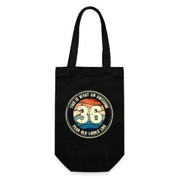 36. Geburtstag so sieht man mit 36 Retro Geschenk - Geschenkbeutel für Flaschen - Schwarz - Vorne