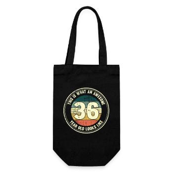 36. Geburtstag so sieht man mit 36 Retro Geschenk - Geschenkbeutel für Flaschen - Schwarz - Vorne
