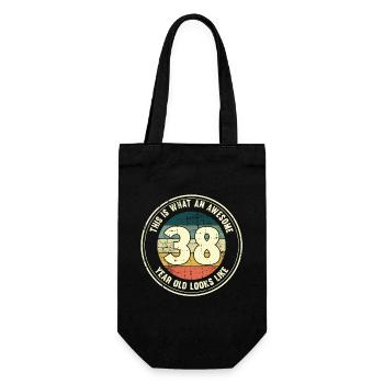 38. Geburtstag so sieht man mit 38 Retro Geschenk - Geschenkbeutel für Flaschen - Schwarz - Vorne