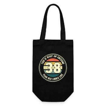 38. Geburtstag so sieht man mit 38 Retro Geschenk - Geschenkbeutel für Flaschen - Schwarz - Vorne
