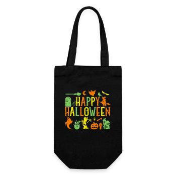 Happy Halloween Gruselige Gespenster Hexe Spinne - Geschenkbeutel für Flaschen - Schwarz - Vorne