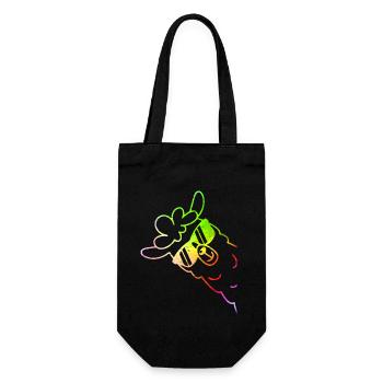 Cool Alpaka / Lama mit Sonnenbrille - Geschenkbeutel für Flaschen - Schwarz - Vorne