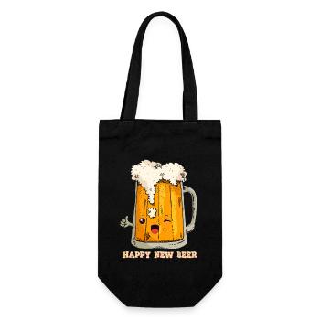 Happy New Beer - Silvester Bier - Geschenkbeutel für Flaschen - Schwarz - Vorne