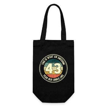 43. Geburtstag so sieht man mit 43 Retro Geschenk - Geschenkbeutel für Flaschen - Schwarz - Vorne