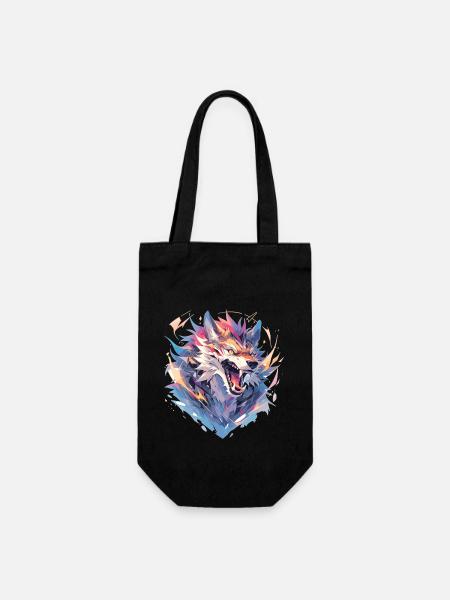 Wolf Polygon - Geschenkbeutel für Flaschen - Schwarz