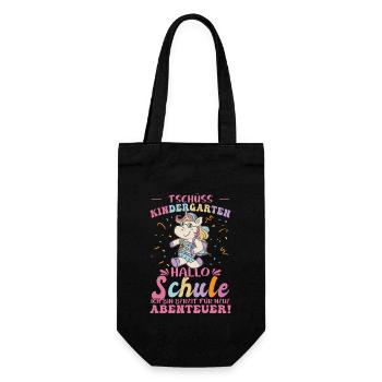Tschüss Kindergarten Einhorn - Geschenkbeutel für Flaschen - Schwarz - Vorne